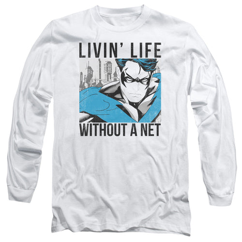 Batman Without A Net Mens Long Sleeve Shirt White