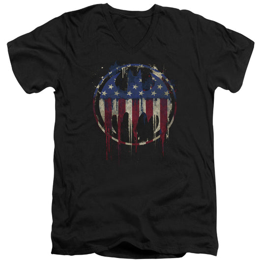 Batman Bleeding Signal Mens Slim Fit V Neck T Shirt Black