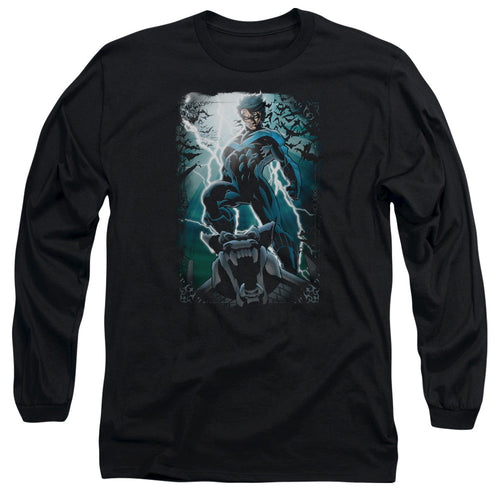 Batman Night Light Mens Long Sleeve Shirt Black