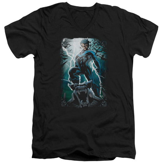 Batman Night Light Mens Slim Fit V Neck T Shirt Black