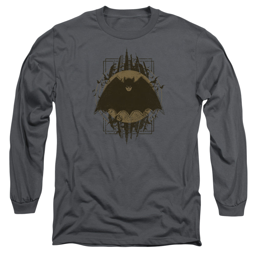 Batman Batman Crest Mens Long Sleeve Shirt Charcoal
