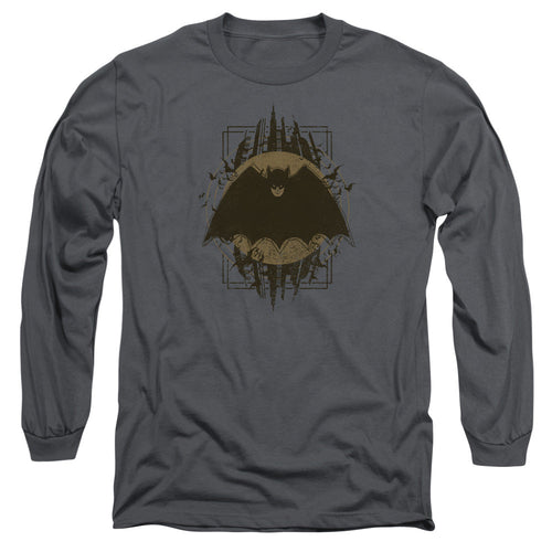 Batman Batman Crest Mens Long Sleeve Shirt Charcoal