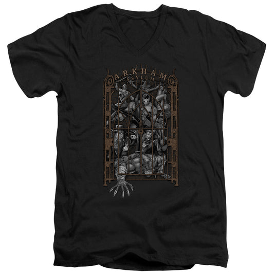 Batman Arkhams Gate Mens Slim Fit V Neck T Shirt Black