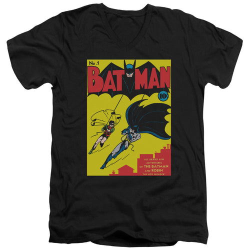 Batman Batman First Mens Slim Fit V Neck T Shirt Black