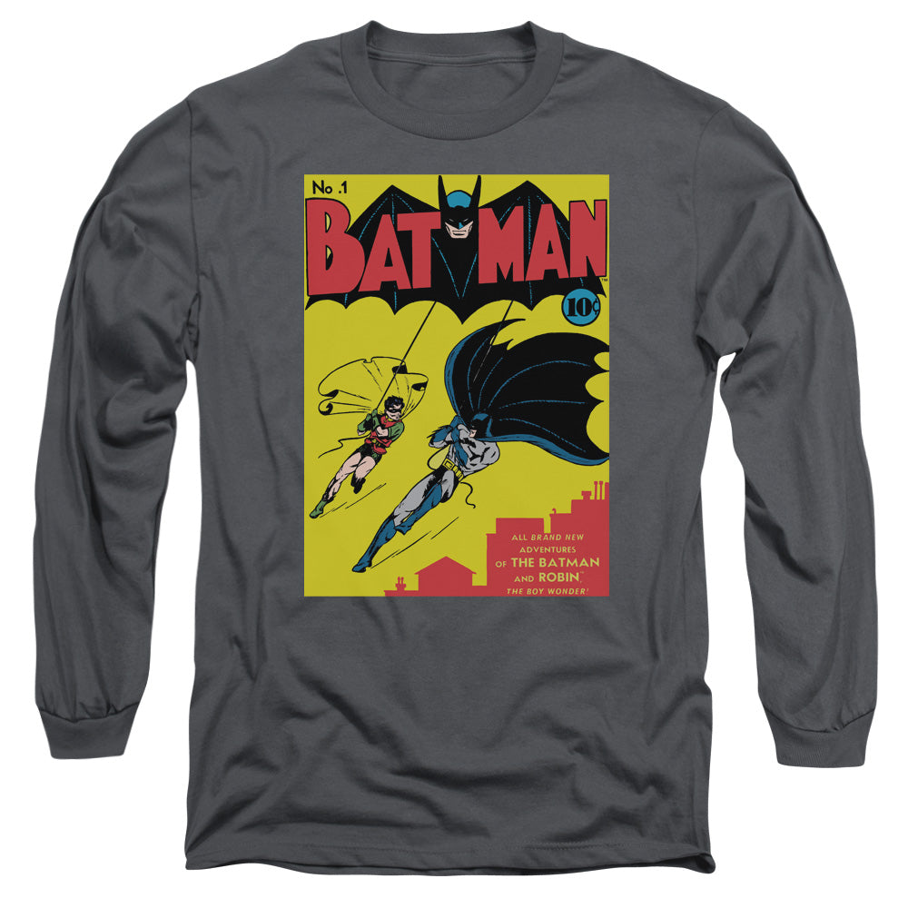 Batman Batman First Mens Long Sleeve Shirt Charcoal