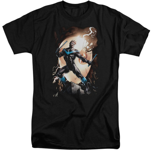 Batman Nightwing Against Owls Mens Tall T Shirt Black