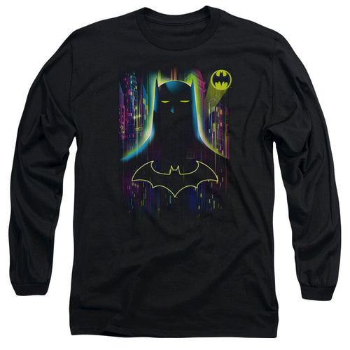Batman Knight Lights Mens Long Sleeve Shirt Black