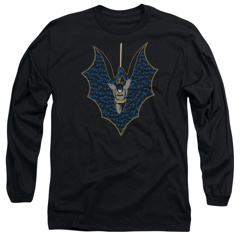 Batman Bat Fill Mens Long Sleeve Shirt Black