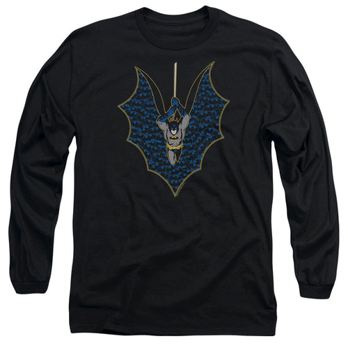 Batman Bat Fill Mens Long Sleeve Shirt Black