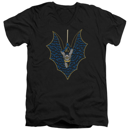 Batman Bat Fill Mens Slim Fit V Neck T Shirt Black