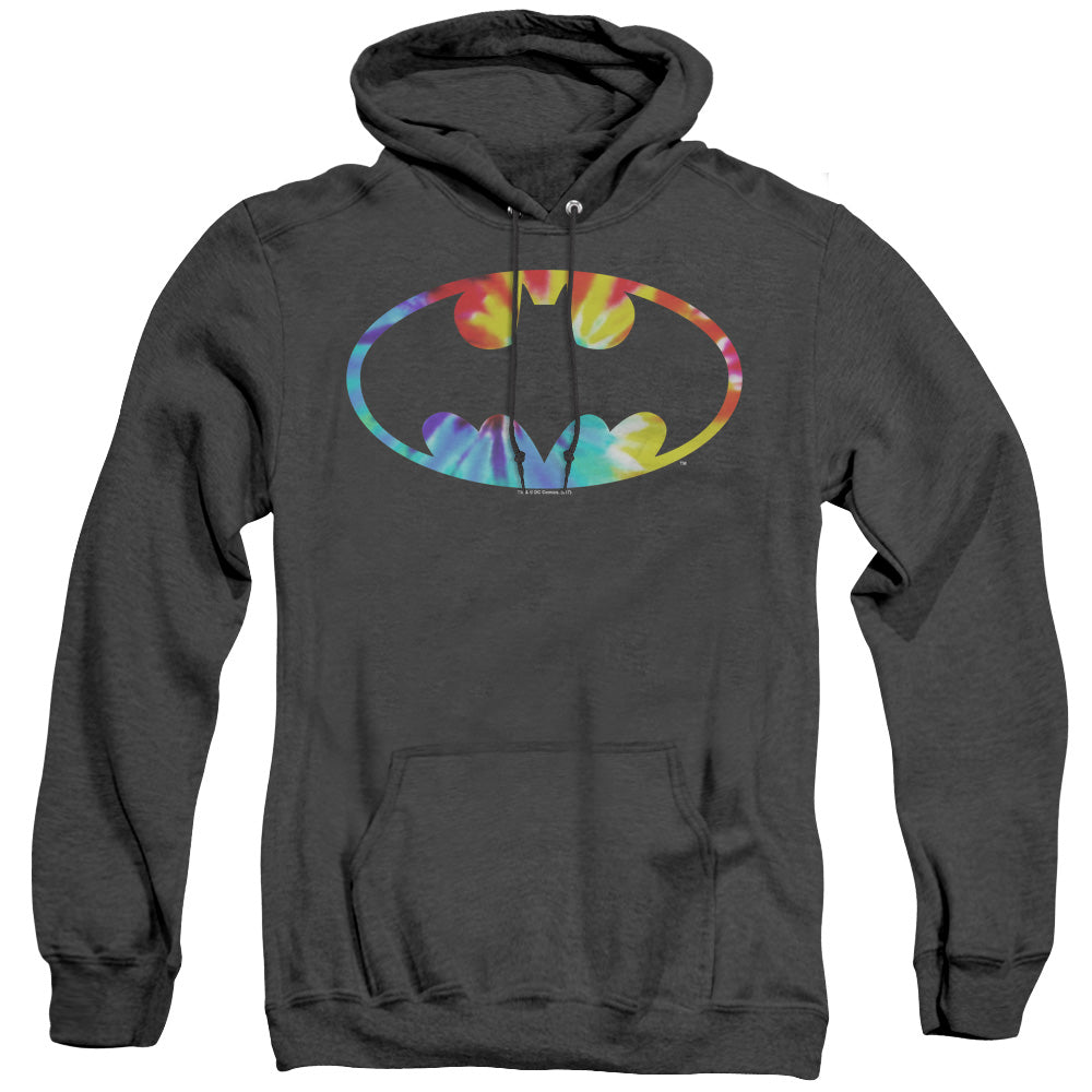 Batman Tie Dye Batman Logo Heather Mens Hoodie Black
