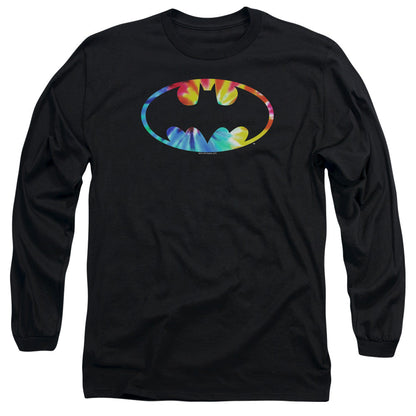 Batman Tie Dye Batman Logo Mens Long Sleeve Shirt Black