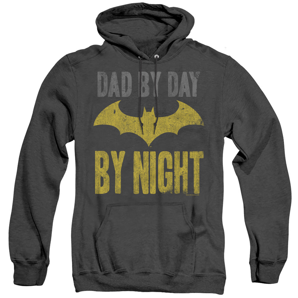 Batman Dad By Day Heather Mens Hoodie Black