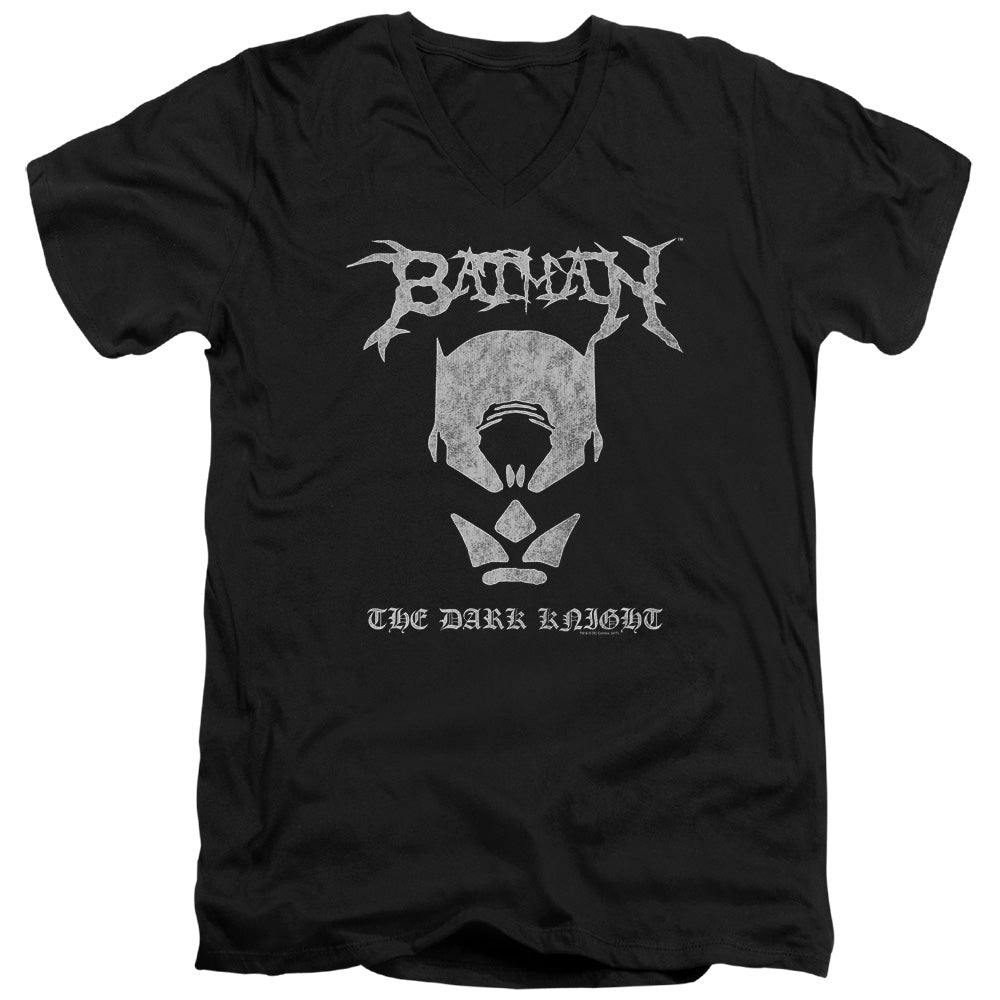 Batman Black Metal Batman Mens Slim Fit V Neck T Shirt Black