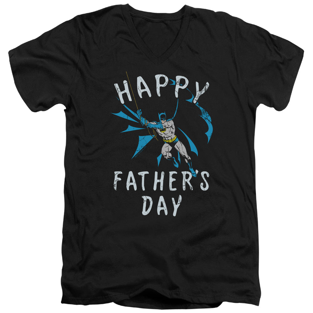 Batman Fathers Day Mens Slim Fit V Neck T Shirt Black