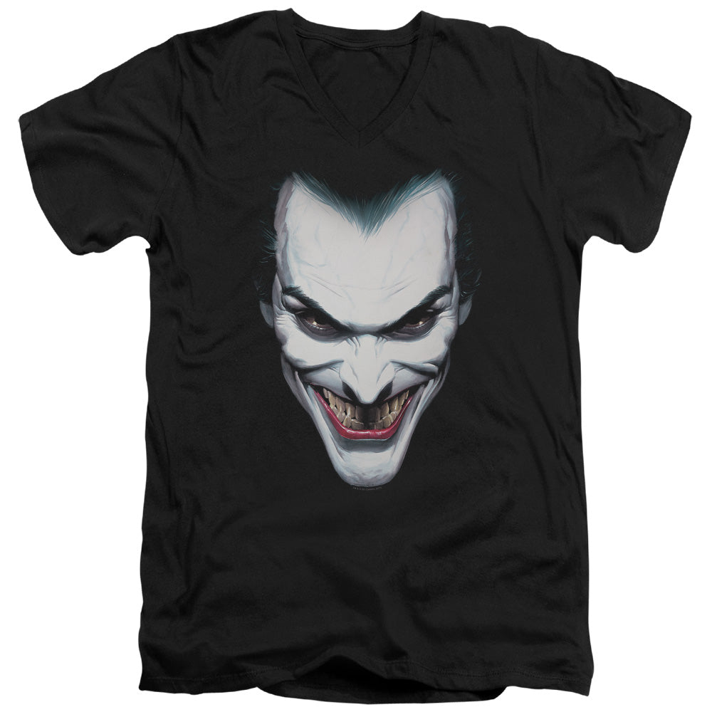 Batman Joker Portrait Mens Slim Fit V Neck T Shirt Black