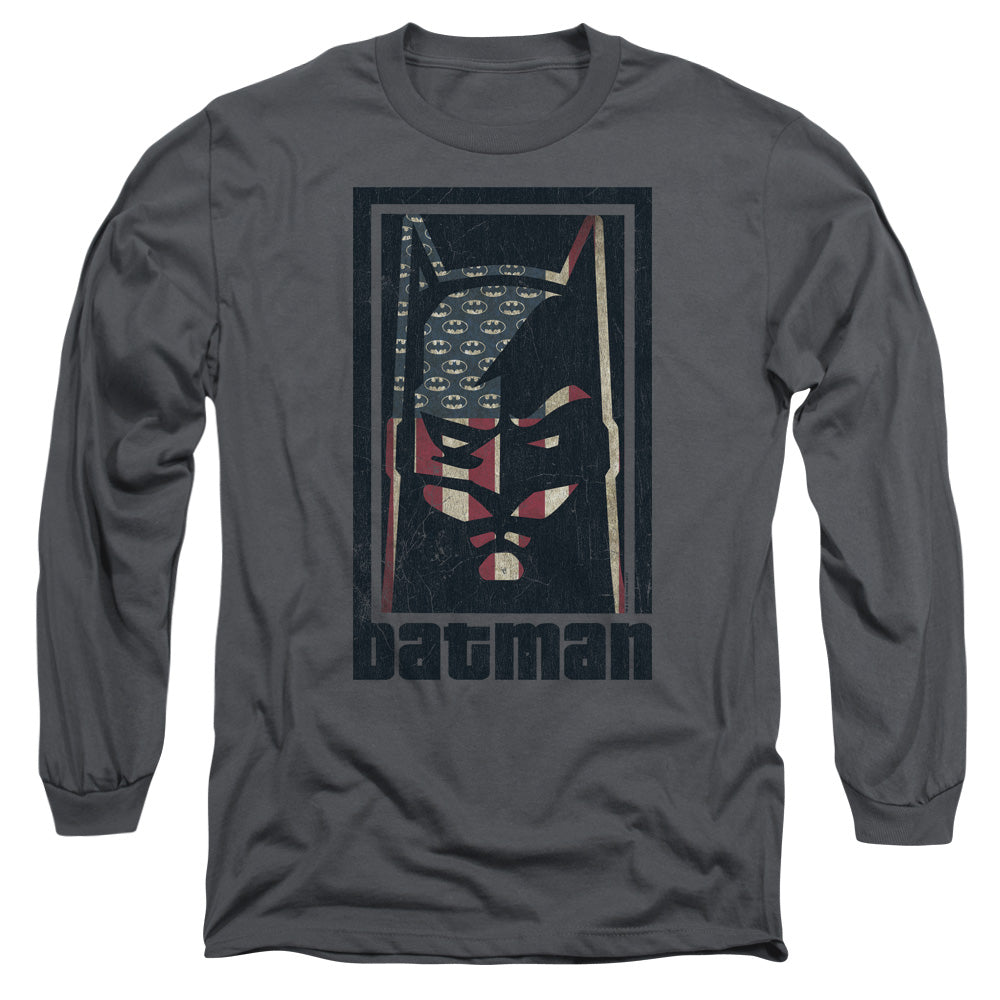 Batman American Batman Mens Long Sleeve Shirt Charcoal