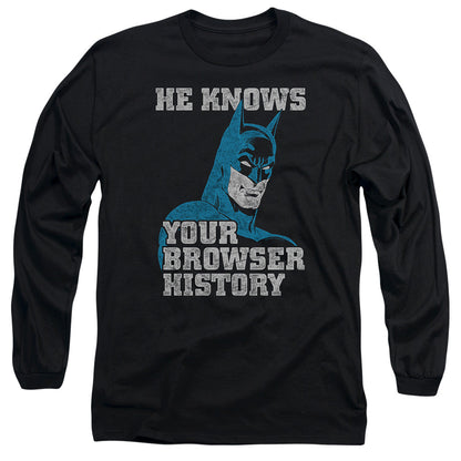 Batman Batman Knows Mens Long Sleeve Shirt Black