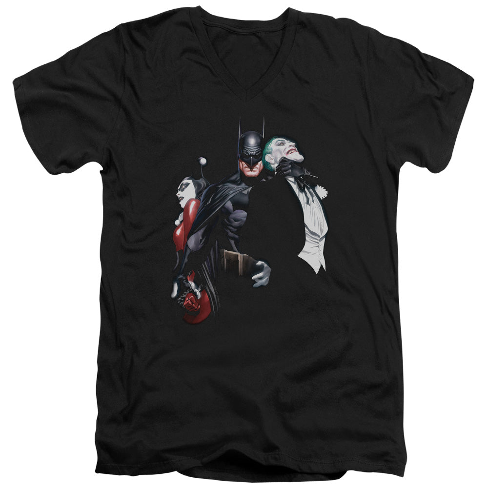 Batman Joker Harley Choke Mens Slim Fit V Neck T Shirt Black