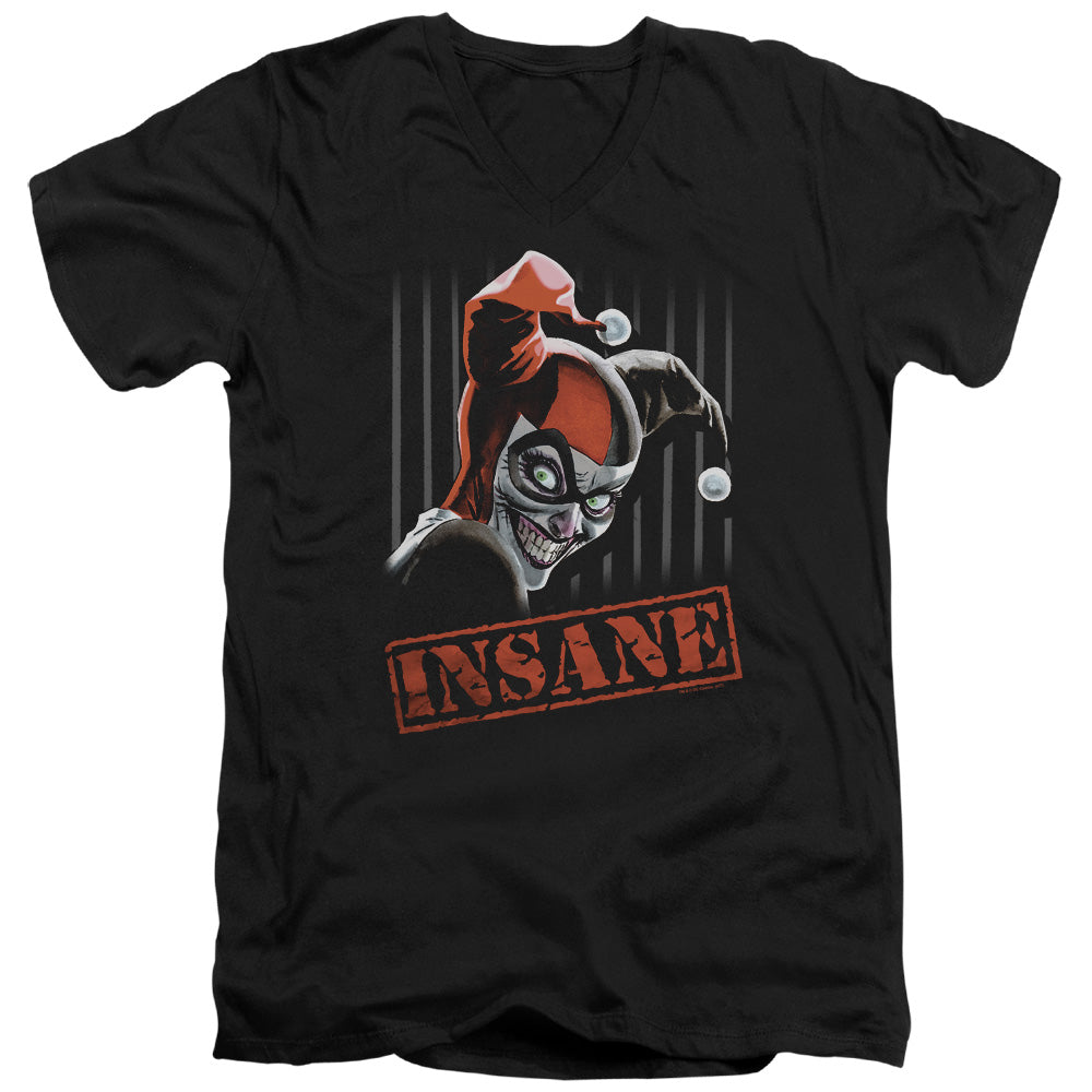 Batman Insane Mens Slim Fit V Neck T Shirt Black