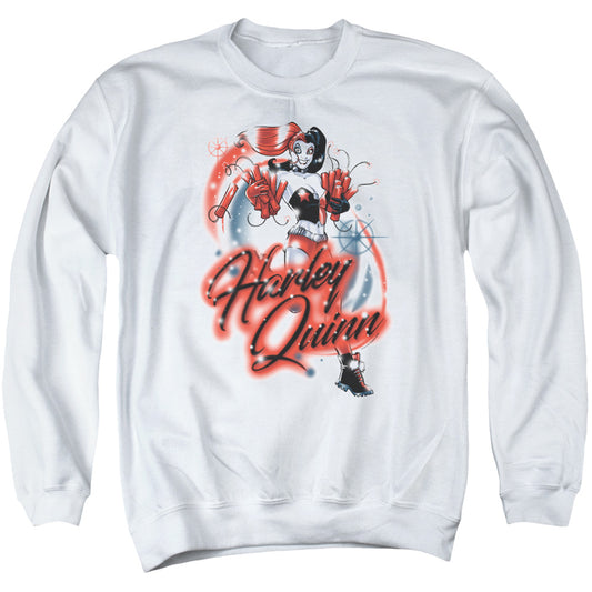 Batman Harley Airbrush Mens Crewneck Sweatshirt White