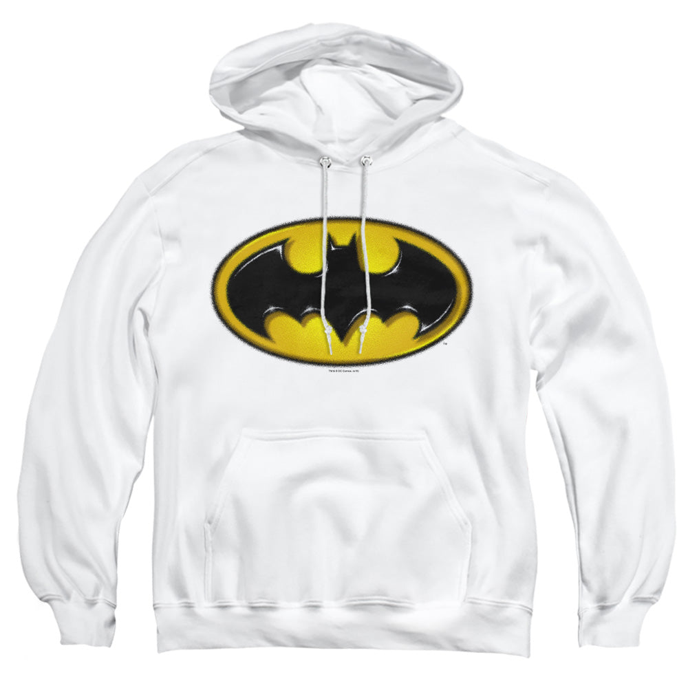 Batman Airbrush Bat Symbol Mens Hoodie White