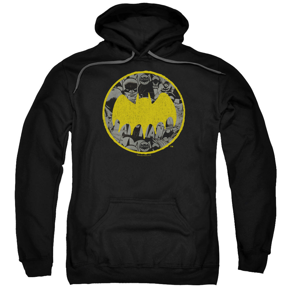 Batman Vintage Symbol Collage Mens Hoodie Black