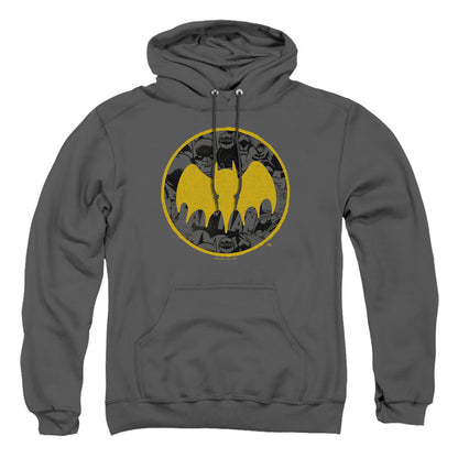 Batman Vintage Symbol Collage Mens Hoodie Charcoal
