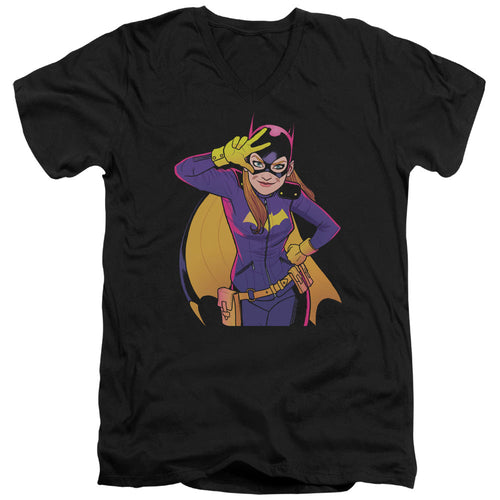 Batman Batgirl Moves Mens Slim Fit V Neck T Shirt Black