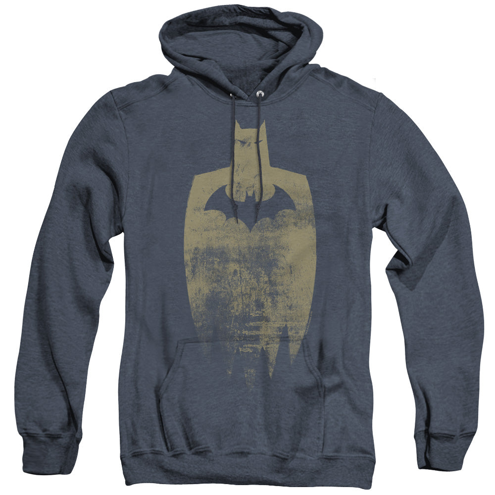 Batman Gold Silhouette Heather Mens Hoodie Navy