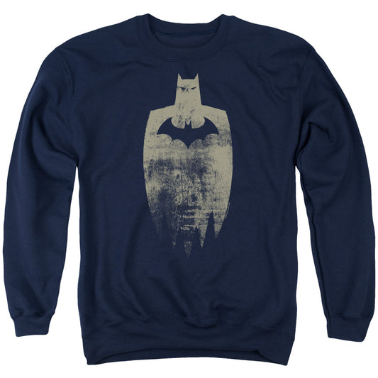Batman Gold Silhouette Mens Crewneck Sweatshirt Navy