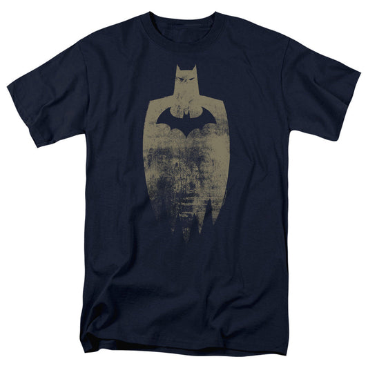Batman Gold Silhouette Mens T Shirt Navy Blue