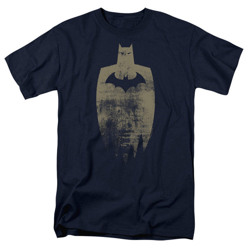 Batman Gold Silhouette Mens T Shirt Navy