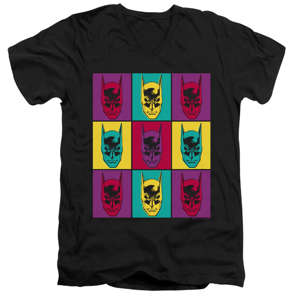 Batman Warhol Batman Mens Slim Fit V Neck T Shirt Black