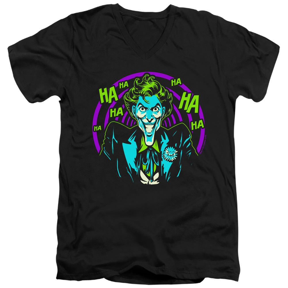 Batman Hahaha Mens Slim Fit V Neck T Shirt Black