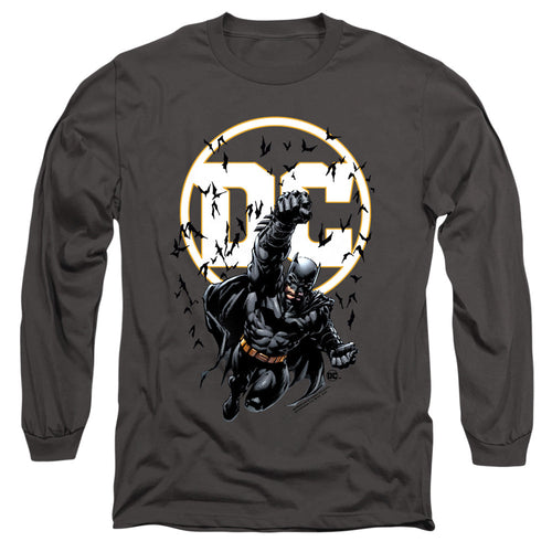 Batman Batman Dc Mens Long Sleeve Shirt Charcoal