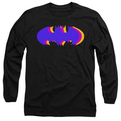 Batman Tri Colored Symbol Mens Long Sleeve Shirt Black