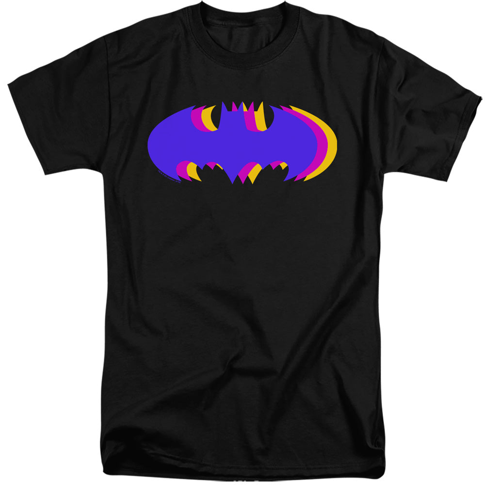 Batman Tri Colored Symbol Mens Tall T Shirt Black