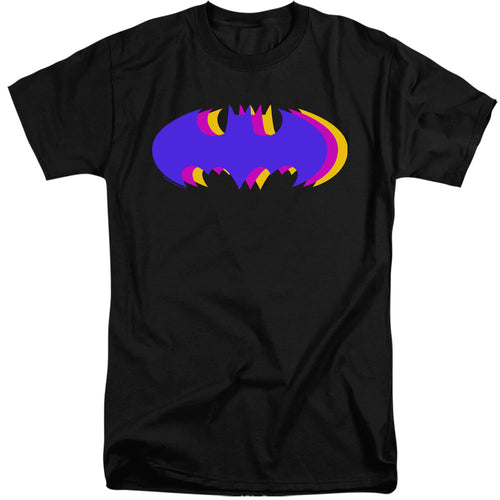 Batman Tri Colored Symbol Mens Tall T Shirt Black