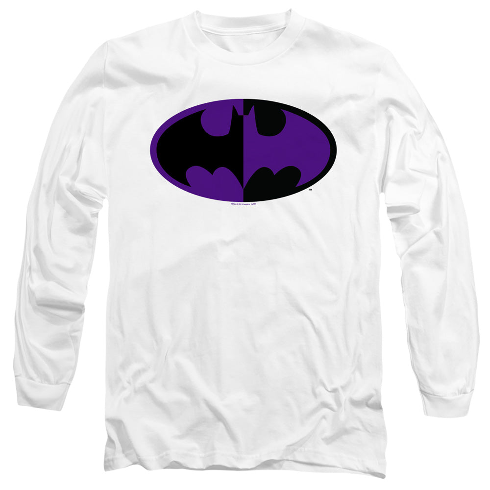Batman Split Symbol Mens Long Sleeve Shirt White