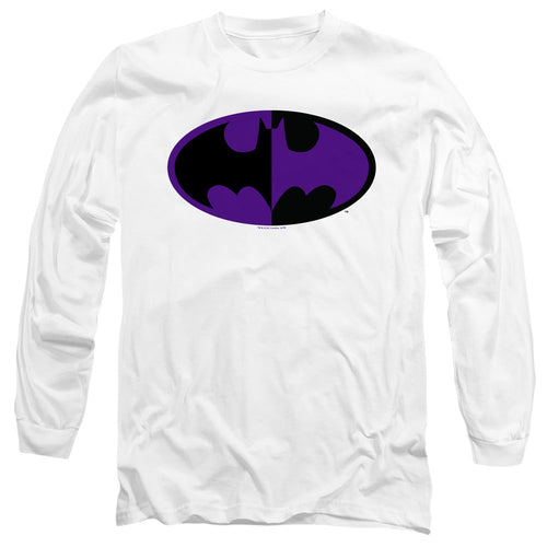 Batman Split Symbol Mens Long Sleeve Shirt White