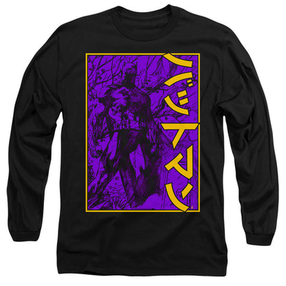Batman Big Framed Kanji Mens Long Sleeve Shirt Black