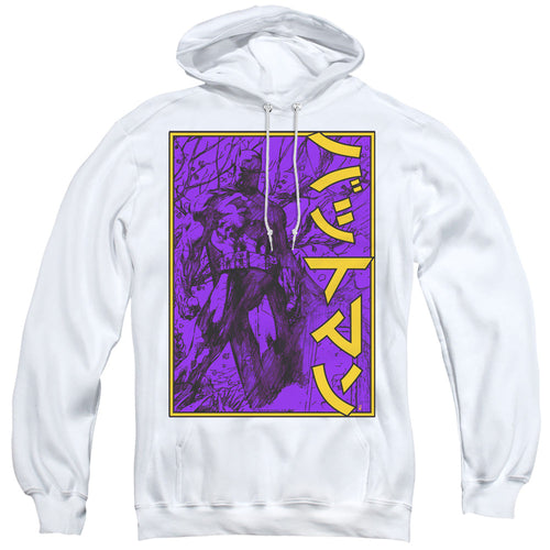 Batman Big Framed Kanji Mens Hoodie White