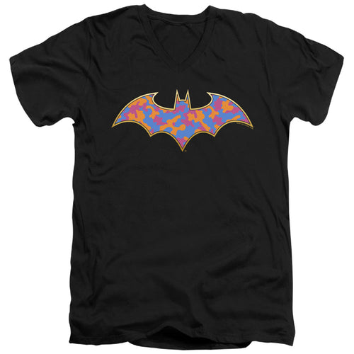 Batman Gold Camo Mens Slim Fit V Neck T Shirt Black