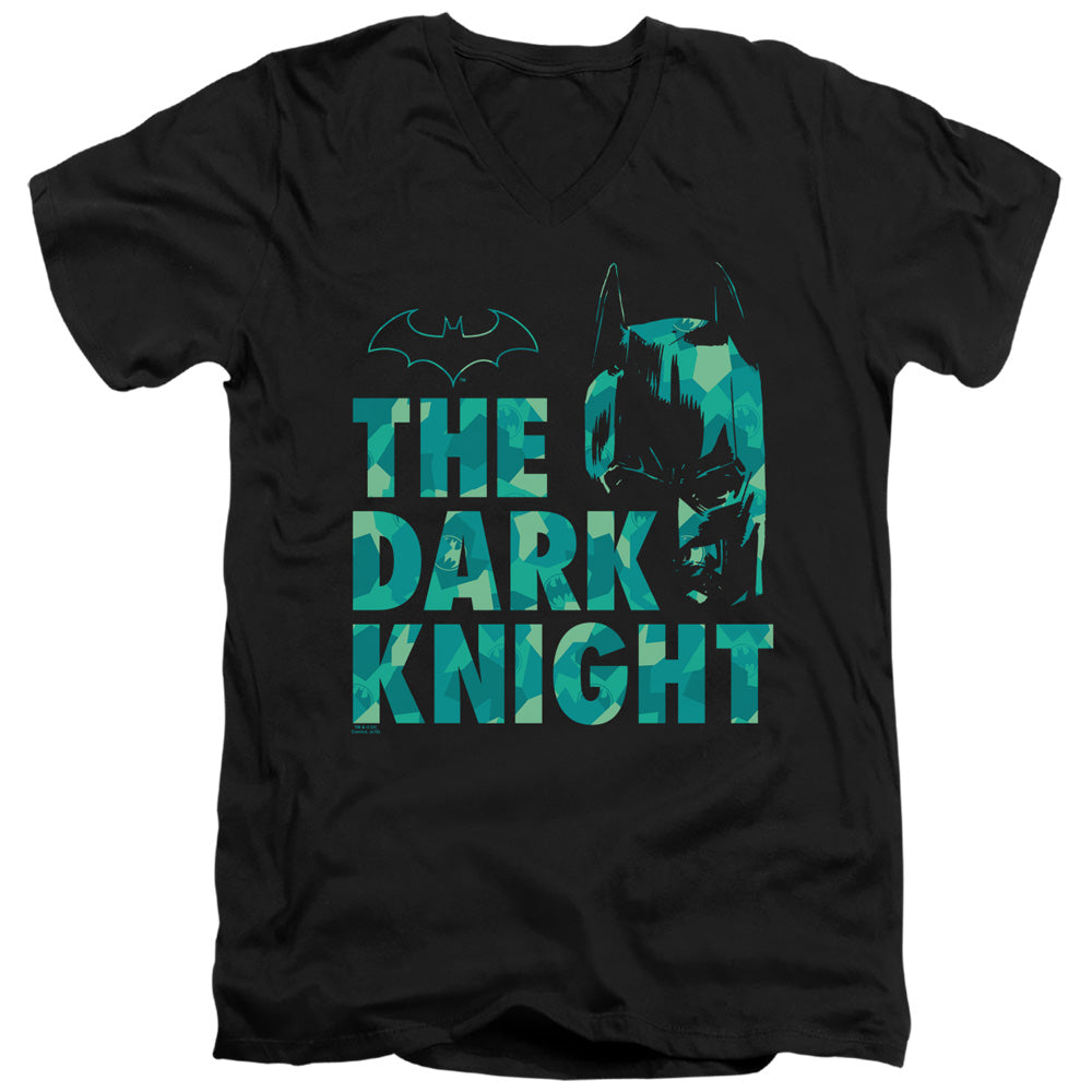 Batman Cuting Patern Mens Slim Fit V Neck T Shirt Black
