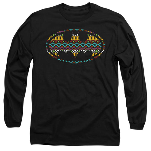 Batman Aztec Fill Mens Long Sleeve Shirt Black