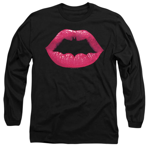 Batman Bat Kiss Mens Long Sleeve Shirt Black