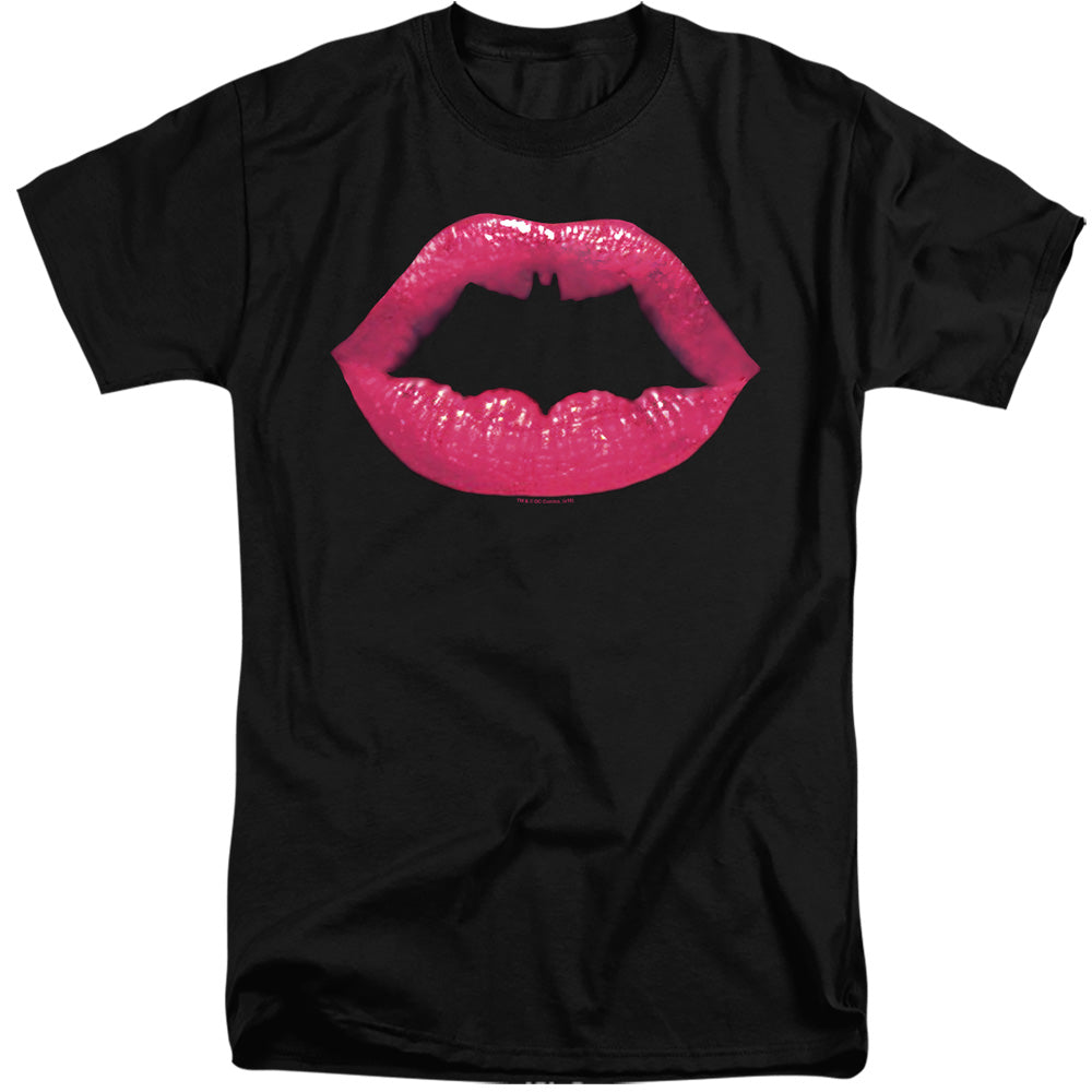 Batman Bat Kiss Mens Tall T Shirt Black