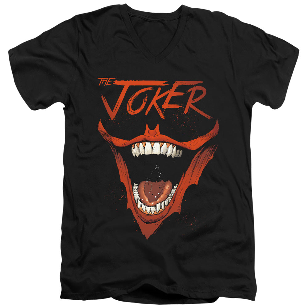 Batman Joker Bat Laugh Mens Slim Fit V Neck T Shirt Black