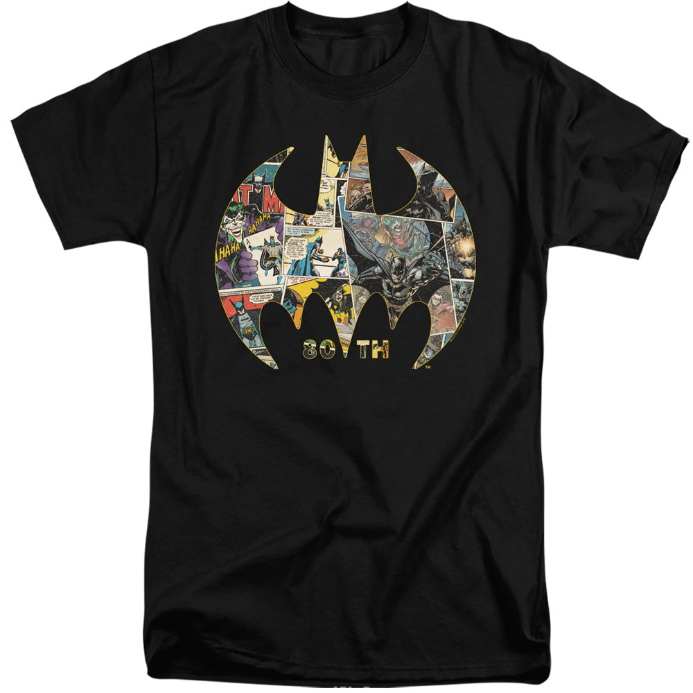Batman 80th Shield Mens Tall T Shirt Black